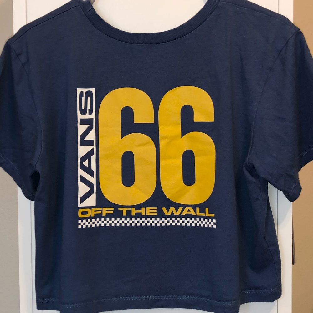 Vans navy blue cropped T shirt